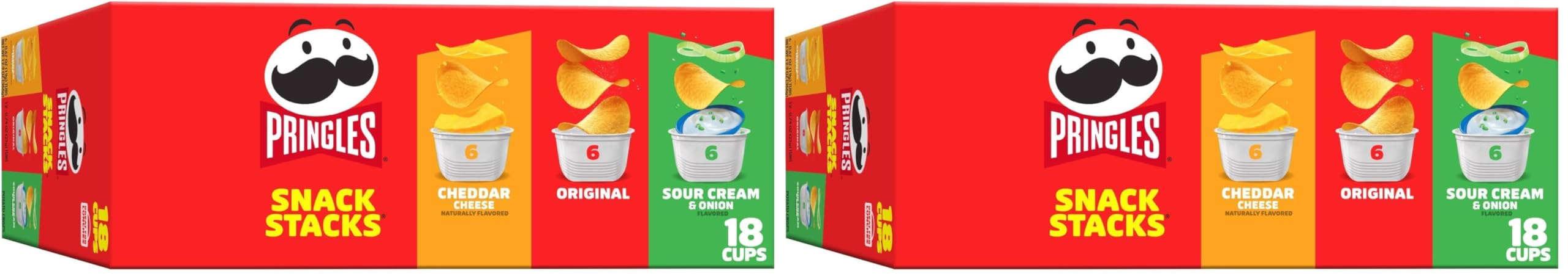 Pringles Potato Crisps Chips, Lunch Snacks, Office and Kids Snacks, Snack Stacks, Variety Pack, 12.9oz Box (18 Cups) (Pack of 2)
