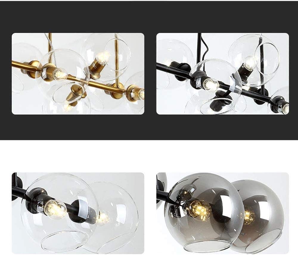E27 8-leggero Illuminazione A Sospensione, Lampadario A Sfera In Vetro Bolla Moderna Creativo Metallo Industriale Illuminazione Industriale Sala Da Pranzo Soggiorno Nero Fumo Grigio 110 Cm