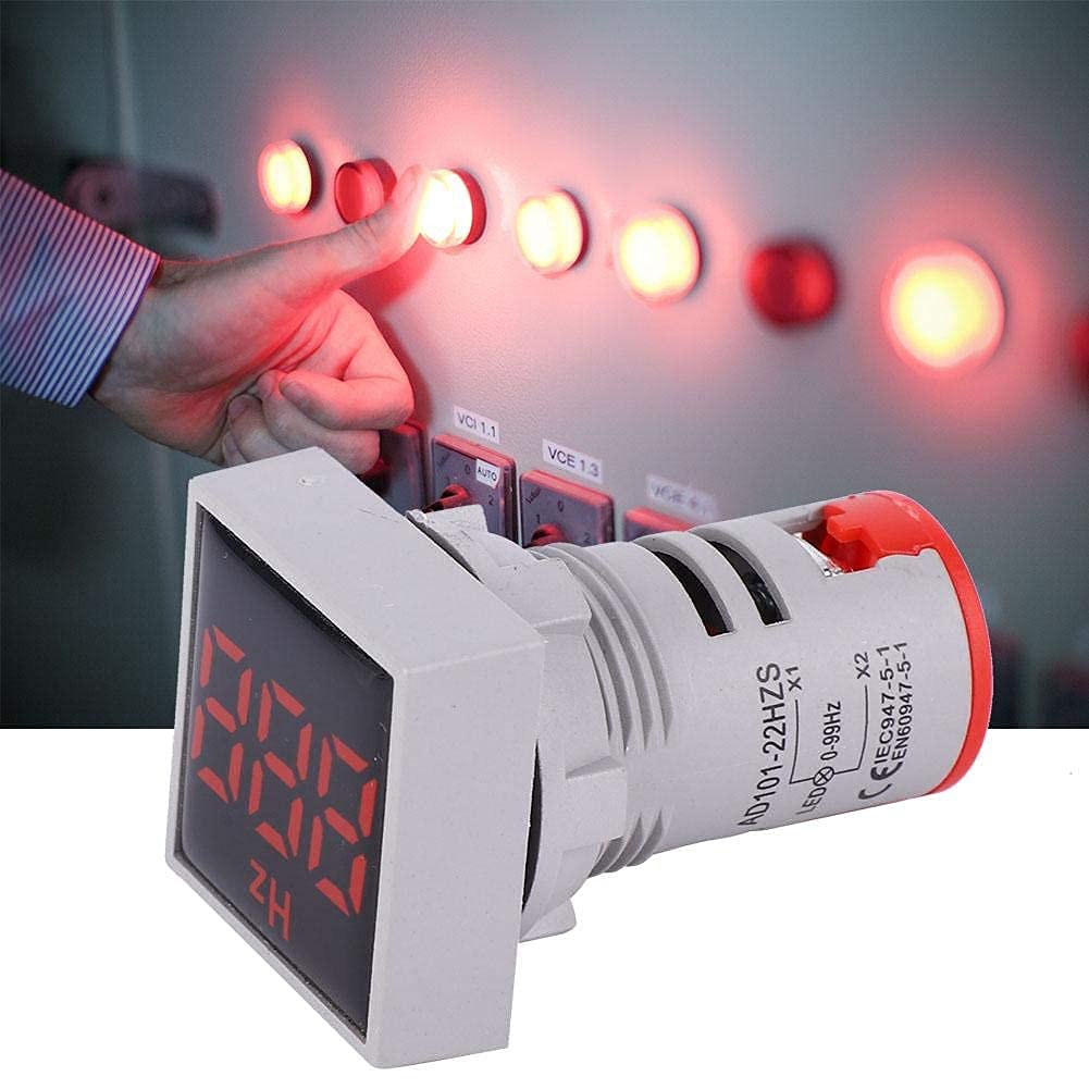 Produktbild von Frequenzmesser Digital – 100–380 V AC, 20–75 Hz, Kompakt, Für Industrie Und Schaltkreise (rot)