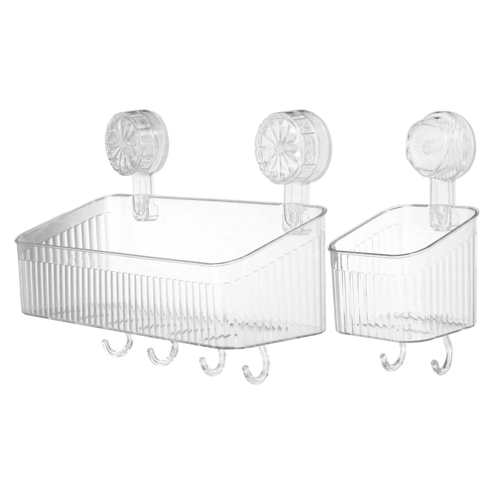 uxcell 1Set Suction Cup Shower Caddy with Hooks 2Pcs Suction Cup Shower Organizer Shelf Wall Mount Dispenser Rack
