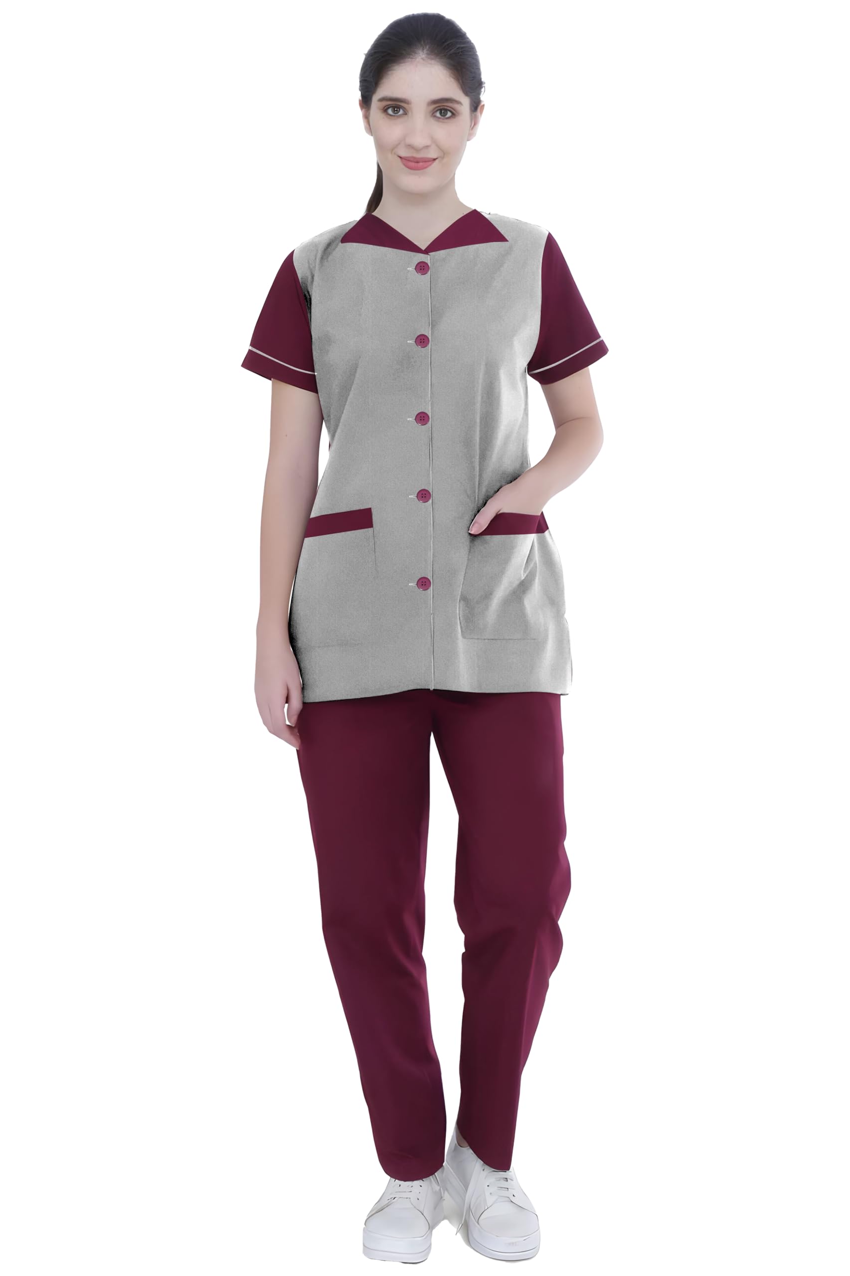 UNIFORM CRAFT Female Support Staff Uniform - Ideal for House Helps, Office Helps, Servants, Housekeeping Teams & Cleaning Staff