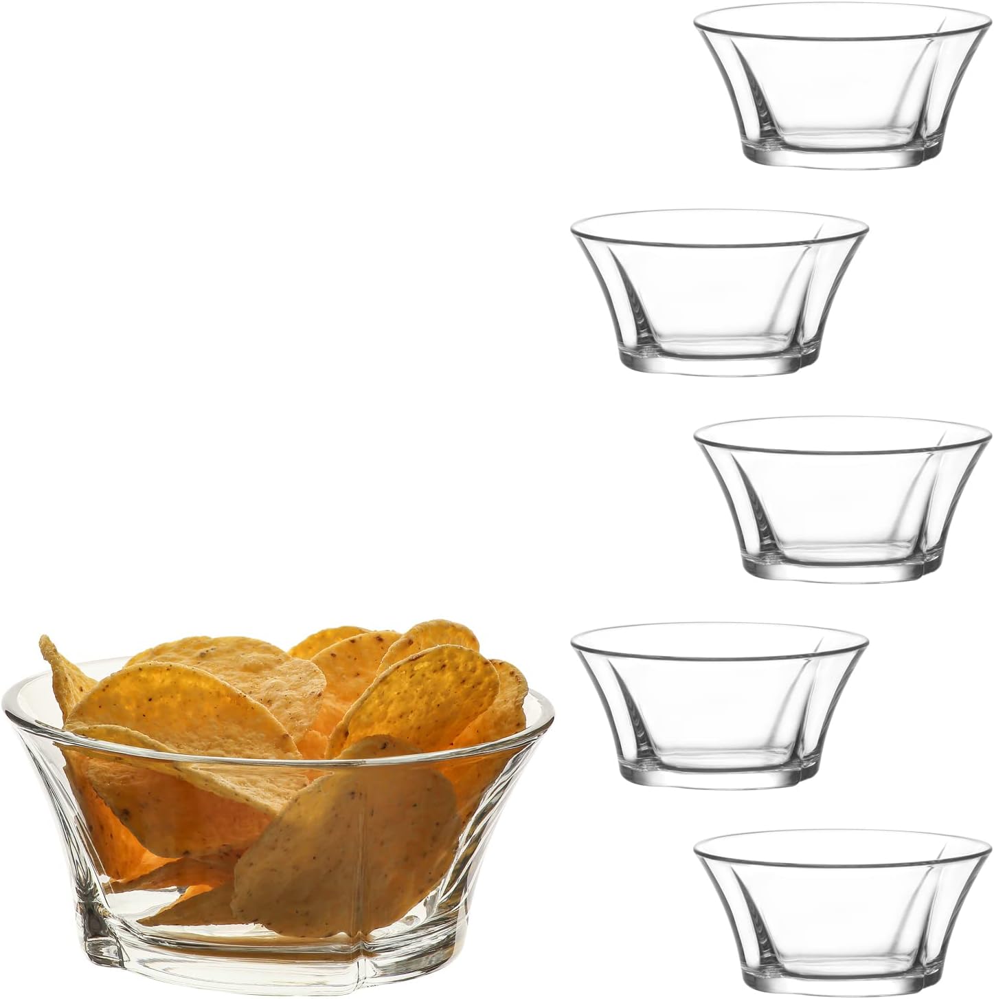 LAV Glass Dessert & Snack Bowls Set 6Piece, 10 oz Clear Glass Bowls for Desserts & Ice Cream
