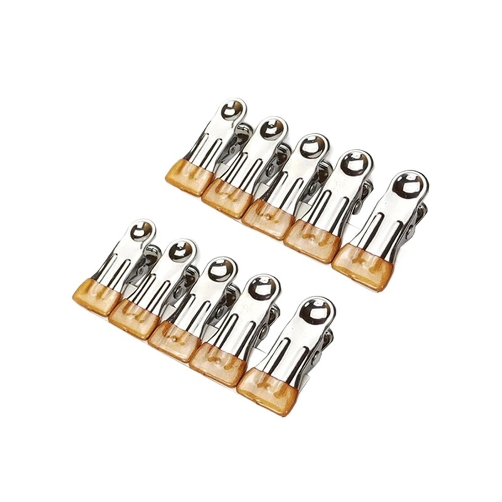 Clothes Pegs 10Pcs Stainless Steel Clothes Peg Household Multipurpose Sealing Clips Windproof Non Slip No Trace Fixed Clamp Airing Clothespin(Gold)