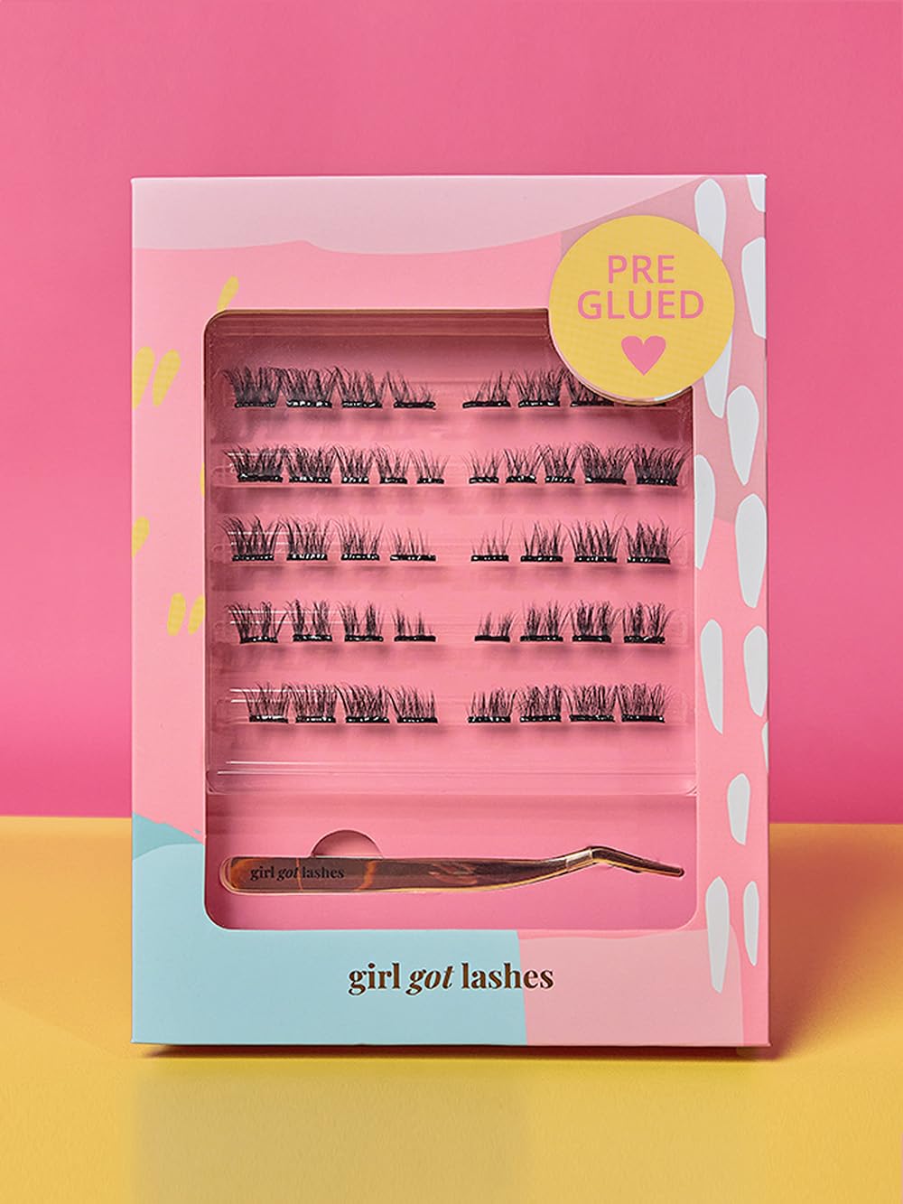 GirlGotLashes Pre Glued GGL Box - Estensione per ciglia autoadesive senza colla per la casa, 5 stili pre-infilati per 2 – 3 giorni – Ciglia fai da te Vegan Cruelty-Free – Non necessita di colla