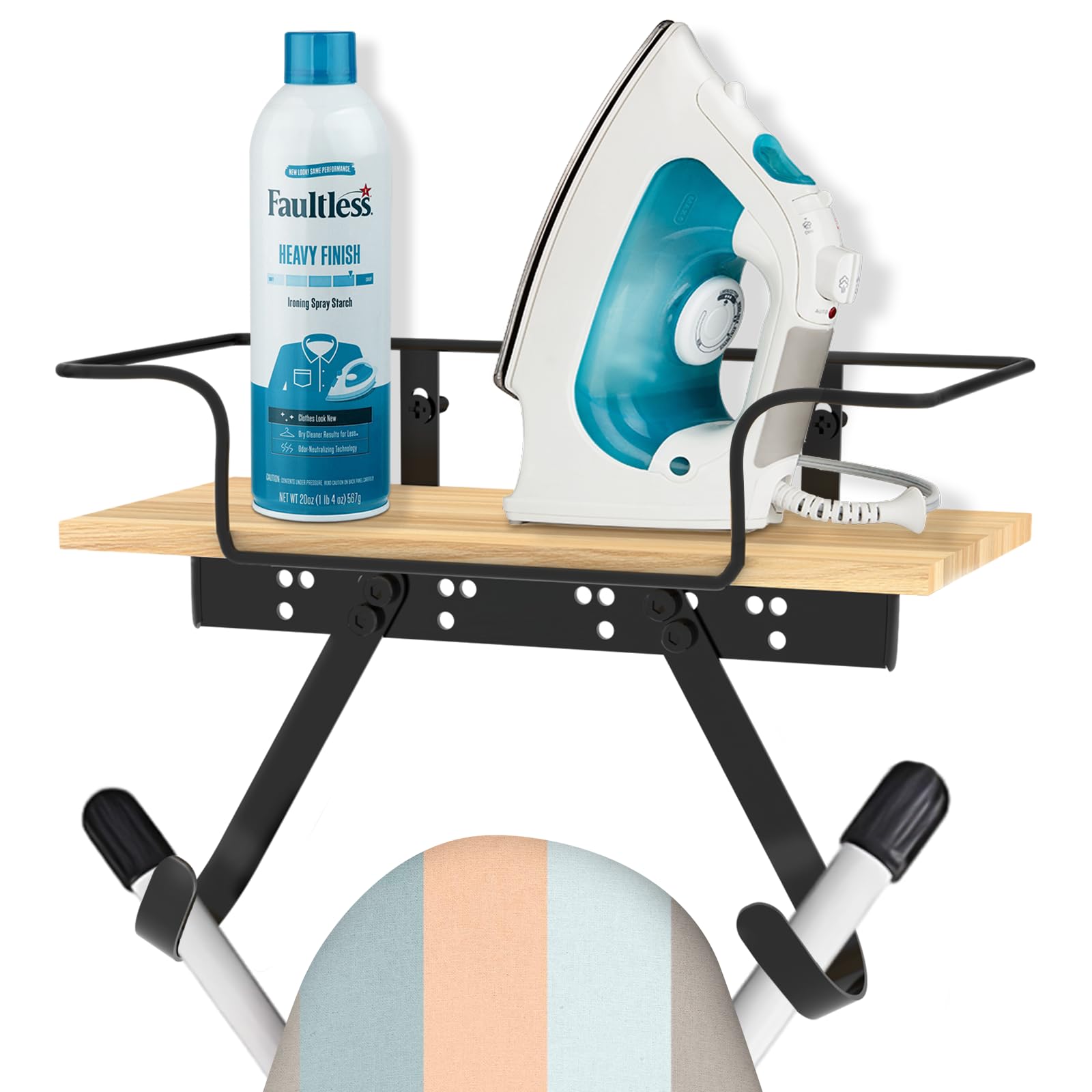 Ironing Board Holder Wall Mount, Adjustable Hooks For Y & TLeg Iron And Ironing