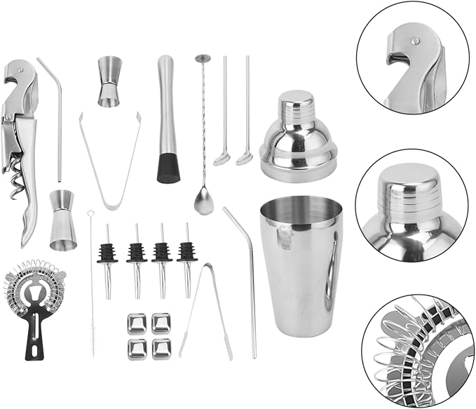 Set Profesional de Coctelera de Acero Inoxidable Ciieeo 22 Piezas miniatura 7
