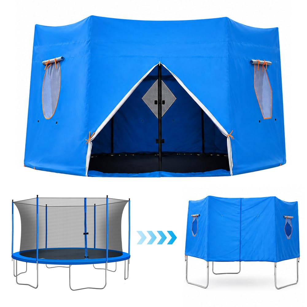 Trampoline Tent Cover, 6/8FT Waterproof UV Protection Trampolines Tent, Blue Foldable Oxford Trampoline Tent, Anti-tear Protection Trampoline Shade, Trampoline Cover for Sun Rain Protection (6FT)