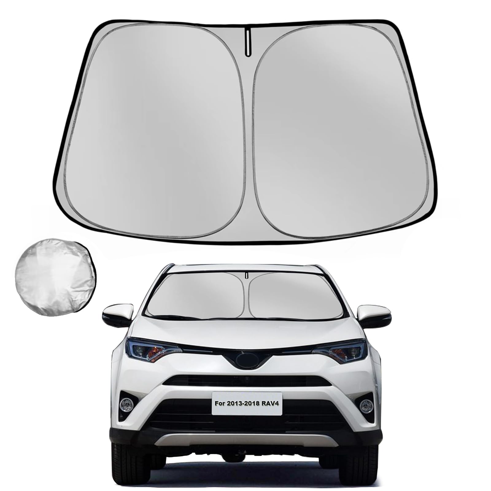 Windshield Sun Shade for Toyota RAV4 2013-2018 RAV-4 SUV Foldable Sun Sunshade for Car Front Window Blocks UV Rays and Heat Automotive Interior Protector Custom Fit Accessories