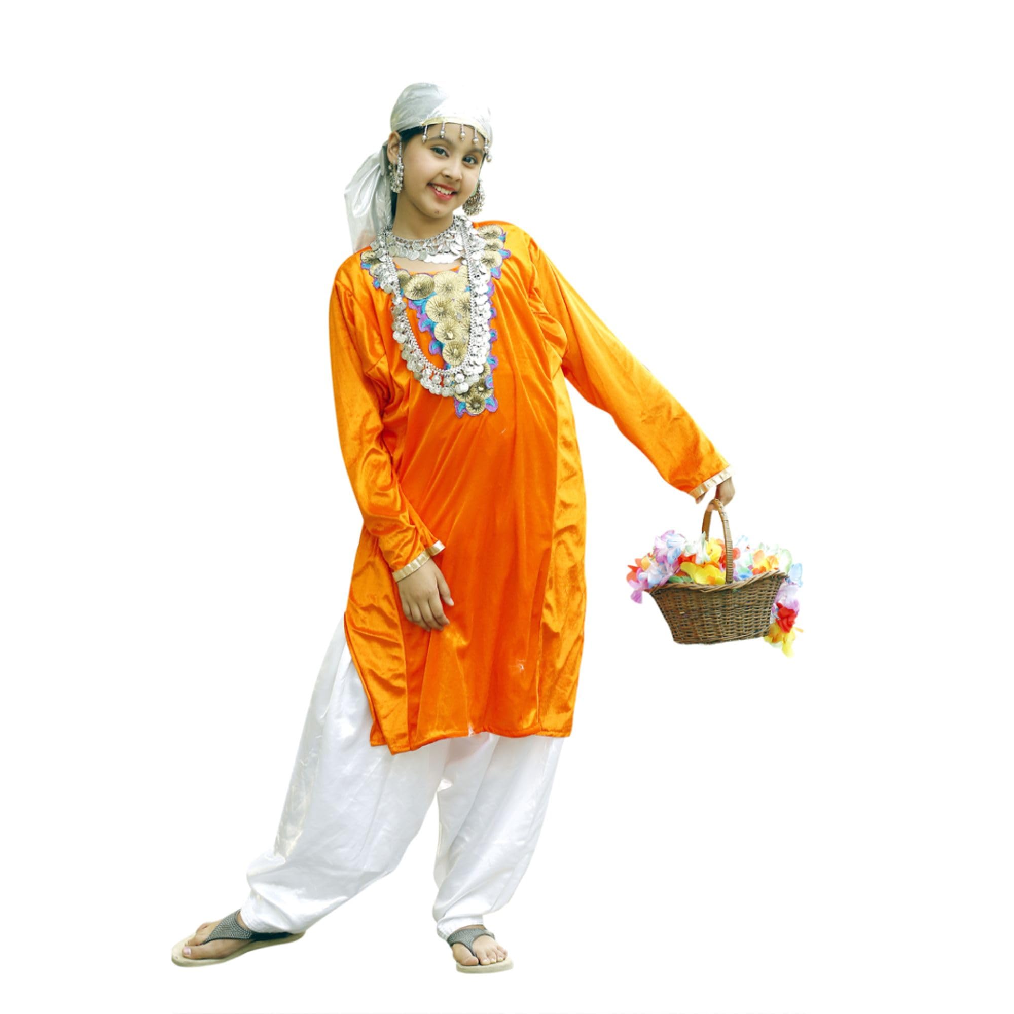 Kashmiri Girl Dress For Kids Set of 3(Suit,Salwar & Scarf) Indian State & Folk dance Fancy Dress Costume for Kids & Adults-image-40