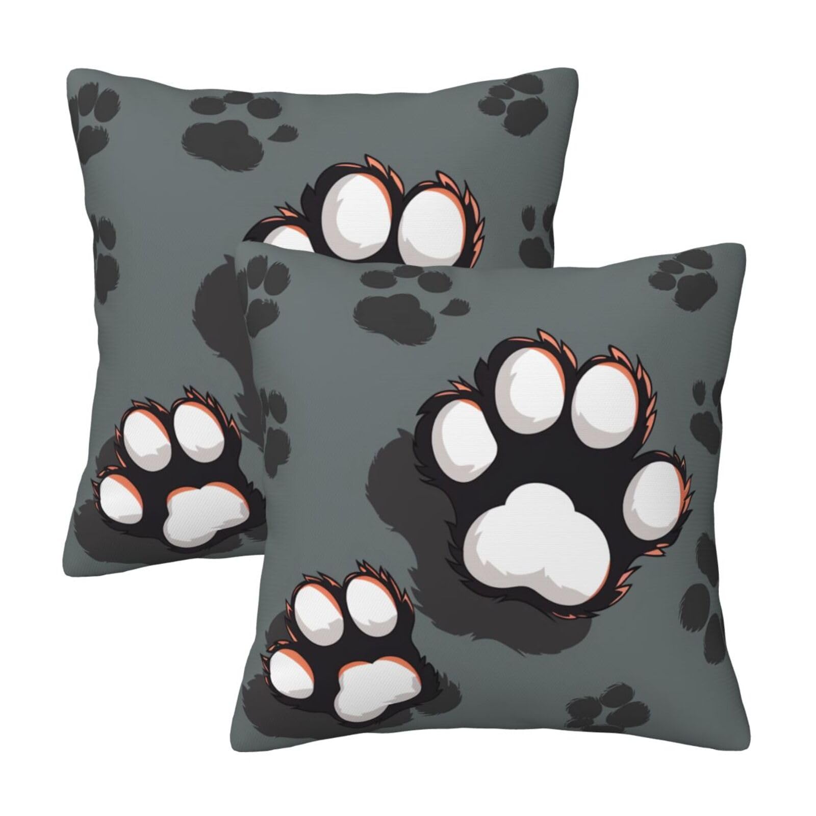 kkvhhyuo animal footprints Print Pillow Covers Set of 2, Square Decorative Cushion Covers with Hidden Zipper, Throw Pillow Cases for Living Room Sofa Bed Chair, 40x40 cm