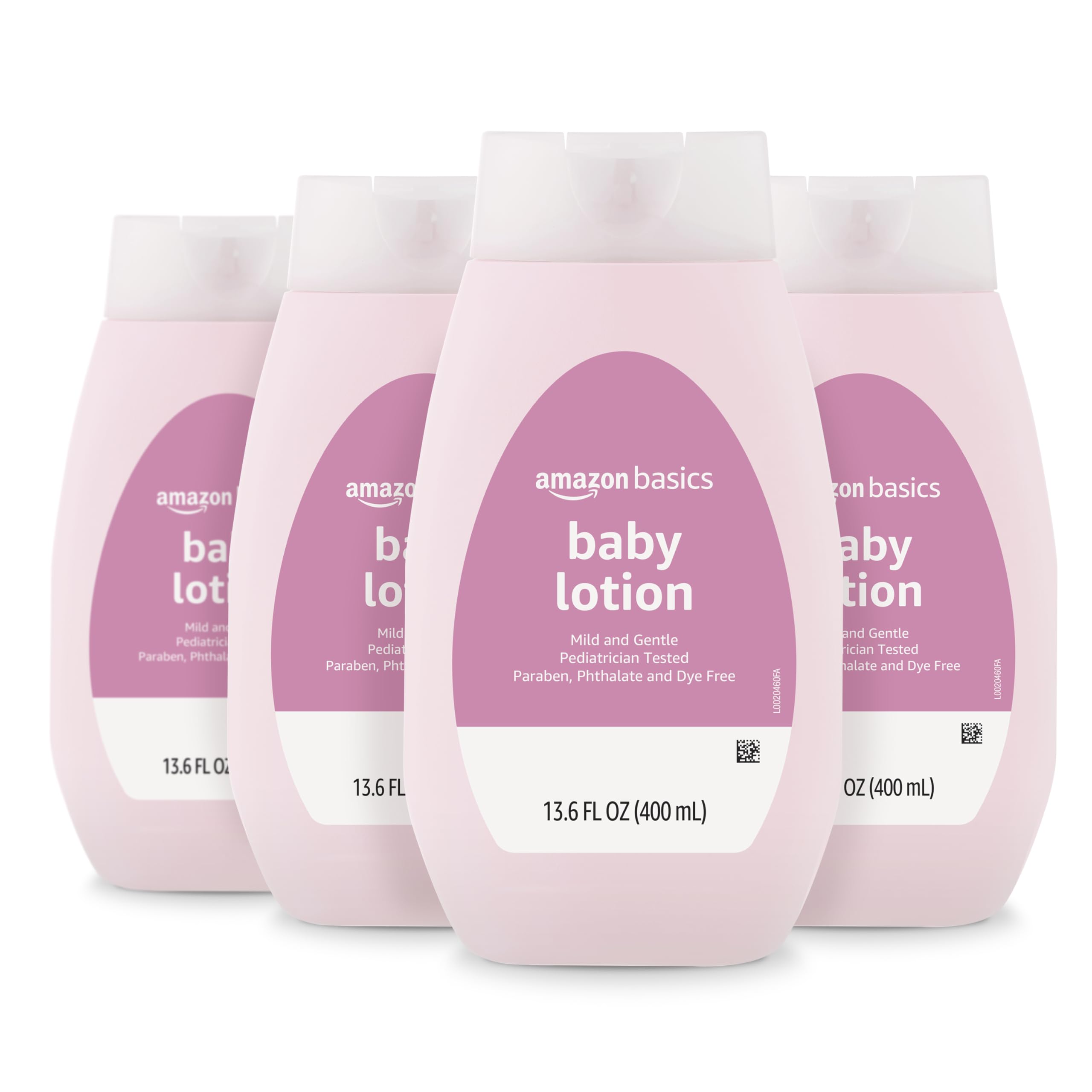 Amazon Basics Baby Lotion, Mild & Gentle, Lightly Scented, 13.6 Fl Oz (Pack of 4) (Previously Solimo)