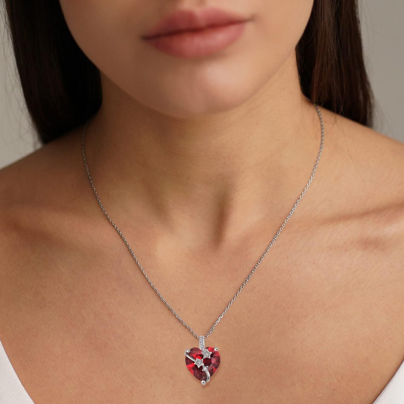 starchenie Collane Donna Argento Sterlina 925 Cuore e delle stelle Zirconi Collane Ciondolo Gioielli Regalo