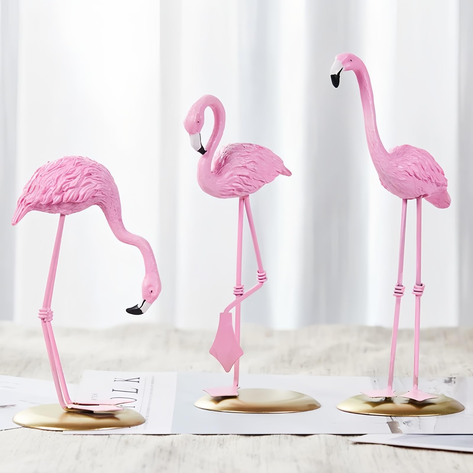 Figura de Flamenco Rosa Estatua de Pájaro en Resina