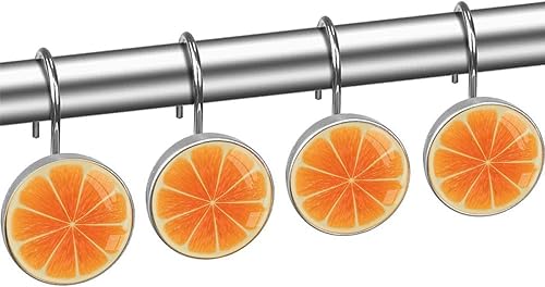 Miniatura 2 de 12 ganchos decorativos de pomelo para cortina de ducha con diseño de pomelo, anillos de rodillo, anillos redondos de acero inoxidable para baño