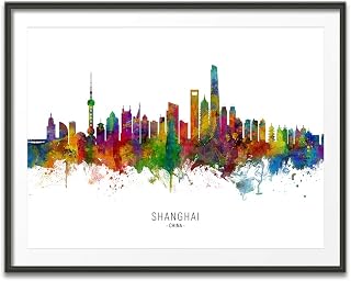 Shanghai China Skyline art print poster, unframed -6521