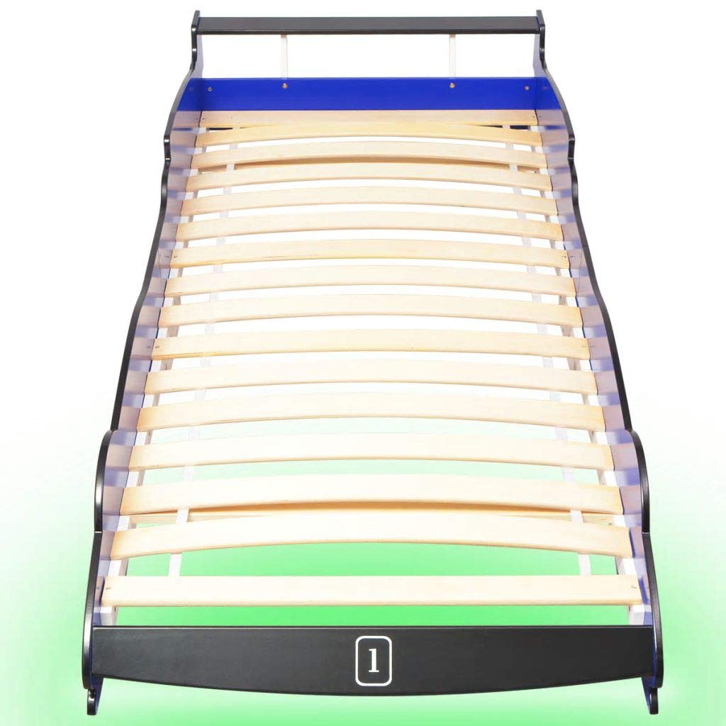 vidaXL Letto con Luci LED Cameretta Bambino Auto da Corsa 90x200cm Blu Lettino