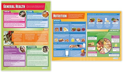 Miniatura 4 de Daydream Education Pósteres de salud, fitness y bienestar  Juego de 5  Laminado  FORMATO GRANDE 33 x 23.5 pulgadas  Decoración de aula  Tablas de