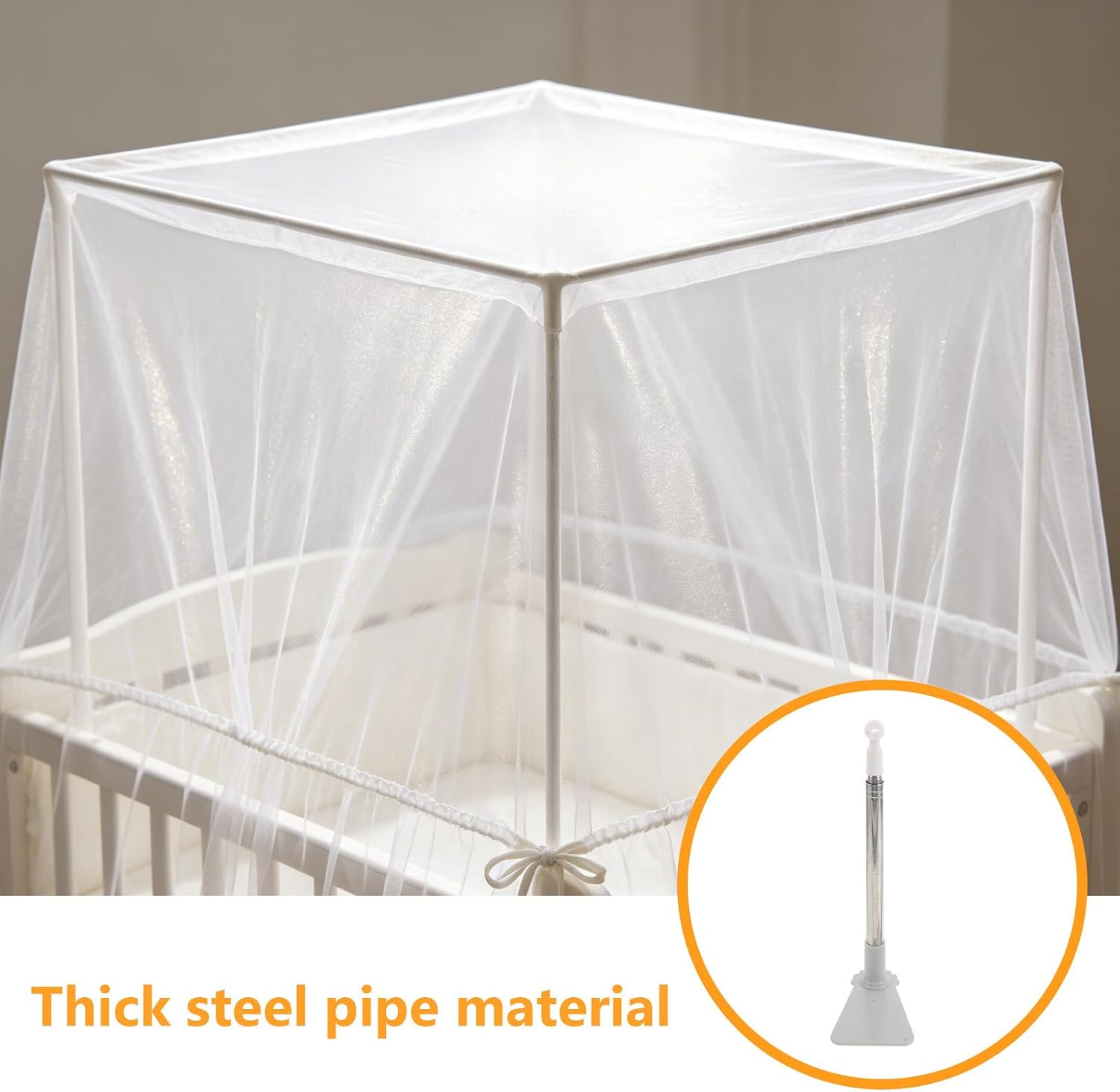 2pcs Mosquito Net Bed Tail Support Pole, Adjustable Mosquito Net Extension Bracket Bed Canopy Support Rod, Universal Fit for Twin/Full/Queen/King
