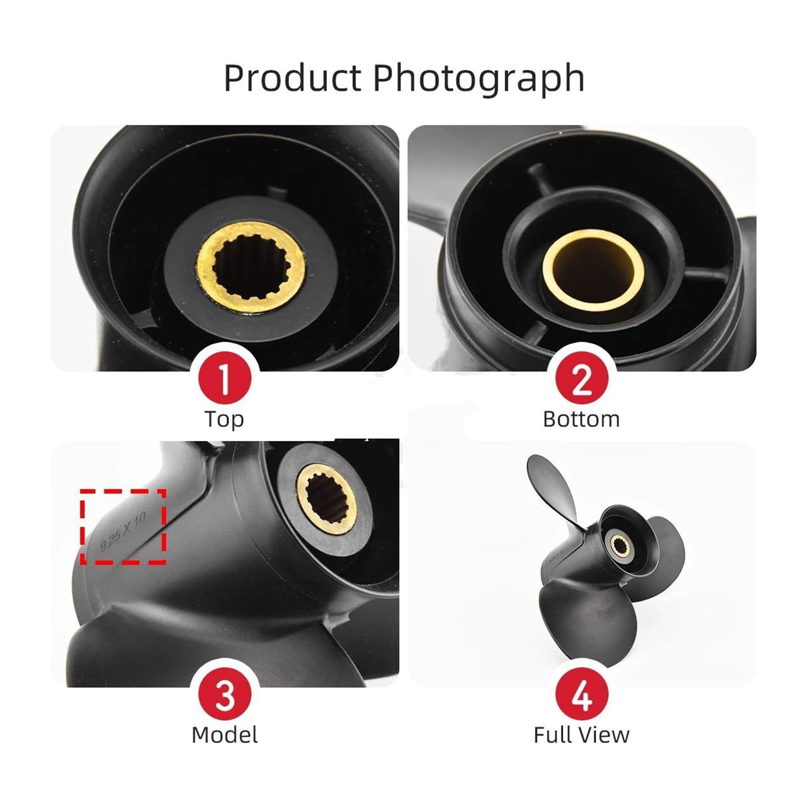 Elica fuoribordo per To&ha&TS&u 9.9hp 15hp 20hp .25 * 10 Vite in Lega di Alluminio per Barca 3 Pale 14 scanalature Parte del Motore Marino Kit Elica Fuoribordo