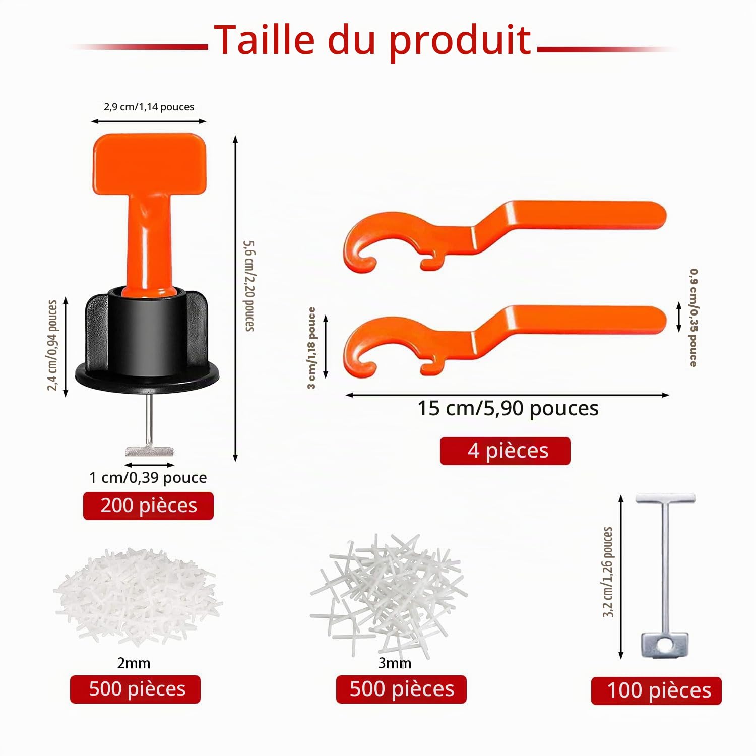 1304 Pièces Croisillon Carrelage Autonivelant Calle de Nivellement pour Carrelage avec Croix de carrelage 2mm Croix de carrelage 3mm Clé à tuiles Pour Carrelage Carrelage Sol Carreaux de mur