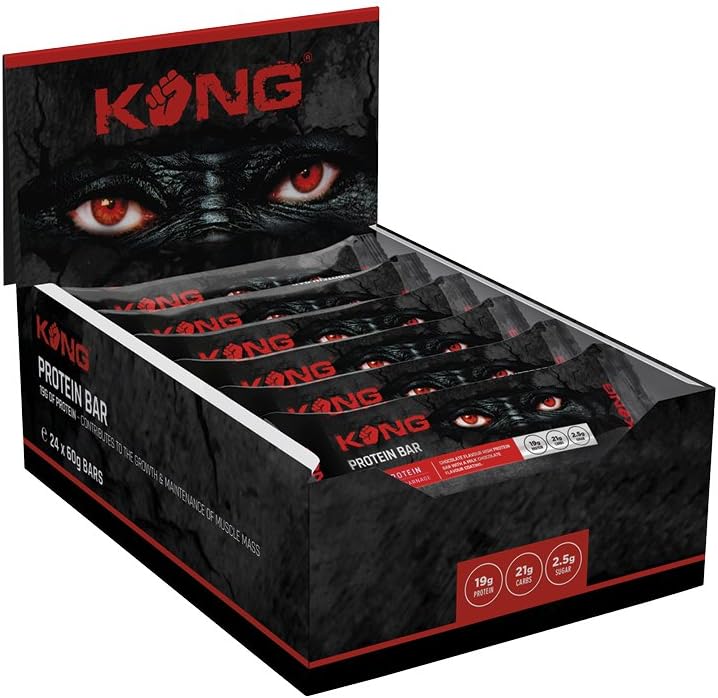 Kong High Protein Bar High Energy & Protein Muscle Maintaining & Building 18g of Protein Bar Gym Training Bodybuilding Nutritious Recovery Muscle Enhancing Bar - Chocolate Carnage - 24 X 60G