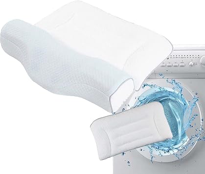 neck pillow  Memory Foam Pillow, Orthopedic Pillows for Neck and Shoulder Pain, 2 In 1 Ergonomic Super Soft Ringer Jacquard Air Cotton Support for Side And Back SleeperBlue