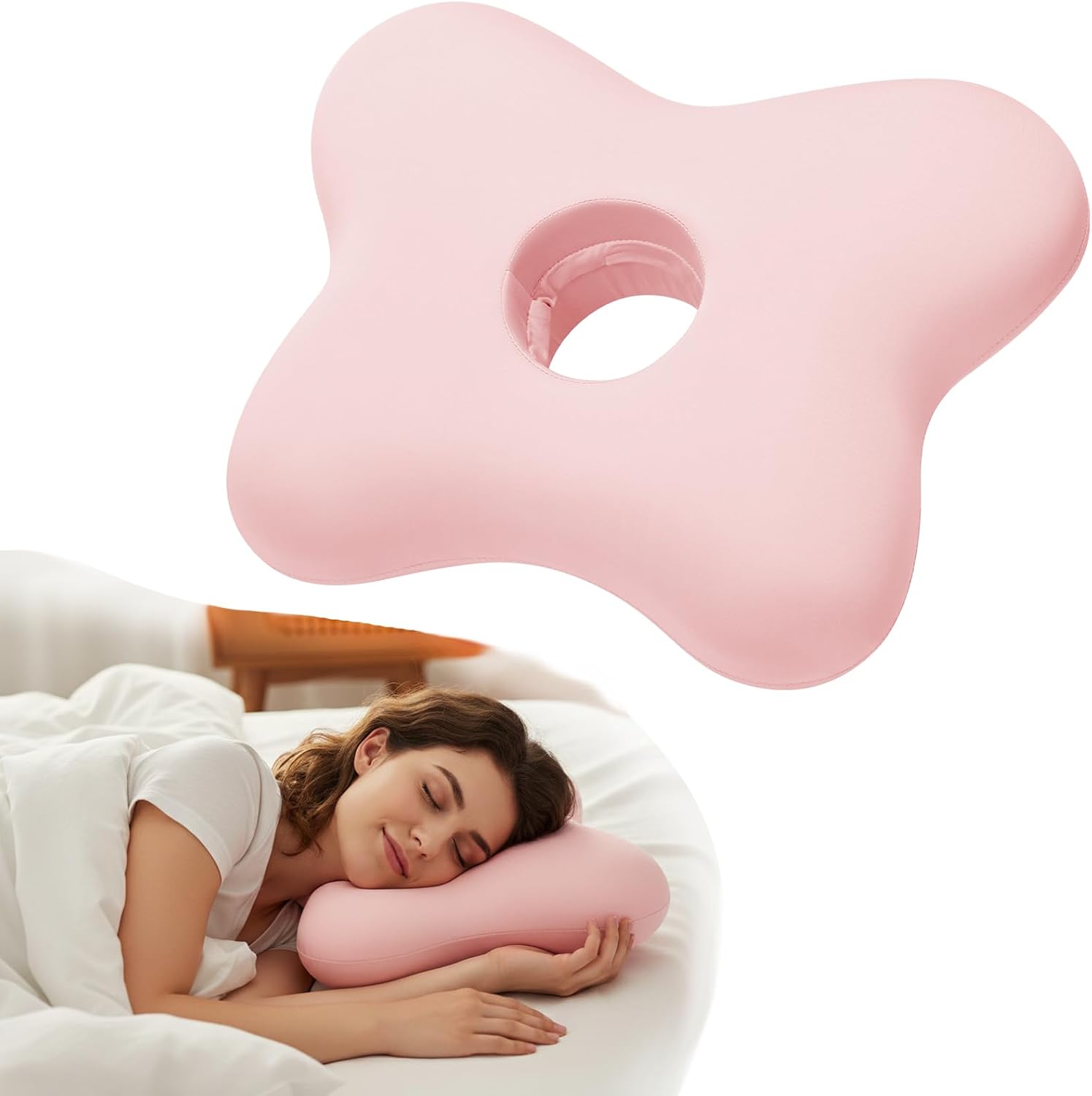Pozico Ear Piercing Pillow, Butterfly Memory Foam for Side Sleepers | Butterfly ear-hole design Premium memory foam Pressure-free side sleeping Removable washable cover Ergonomic neck support