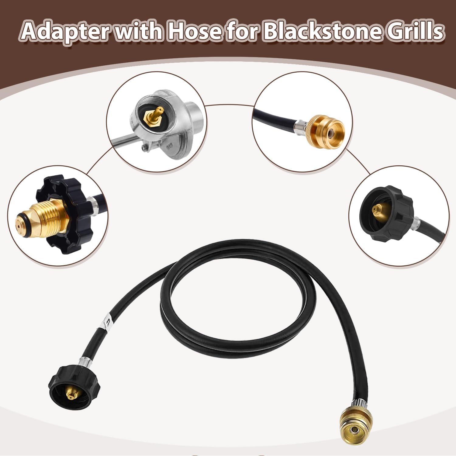 Griddle Regulator with 5FT Propane Adapter Hose for Blackstone 17/22 Inch Tabletop Griddles, Gas Regulator for CharBroil 19952085，Adjustable Propane Regulator for Pit Boss 22" Grill Griddles
