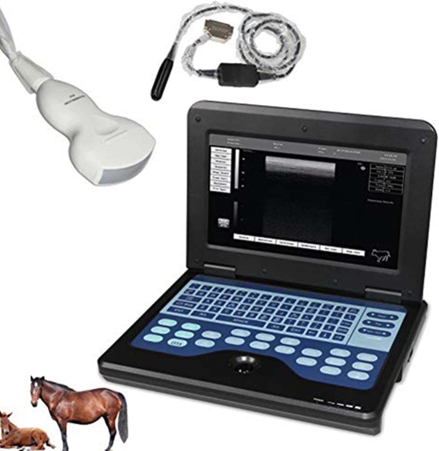 Vet/Veterinary/Animal Portable B-Ultrasound Scanner with Tow Probes Convex and Rectal Probe for Cattle,Horse,Camel,Equine,Goat,Cow,Sheep and Pig