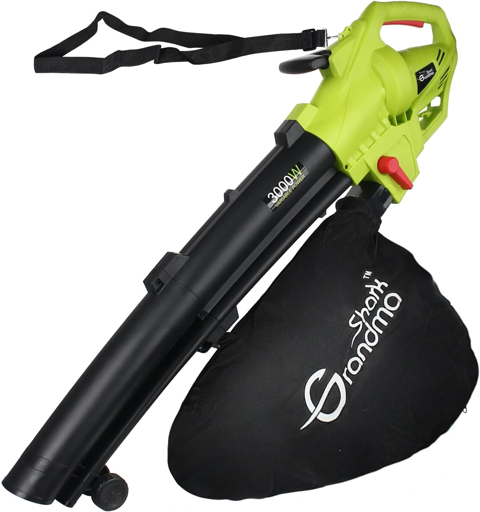 3000W 3 in 1 Leaf Blower, Garden Leaves Vacuum Cleaner, Support for Breaking Leaves and Having a Large Collection Bag (Green)