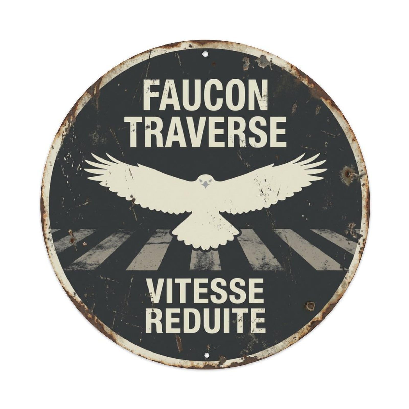 Metal Tin Sign Hawk Crossing Vitesse Reduite Warm