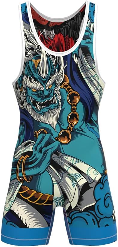 Fujin vs. Raijin Reversible Singlet | UWW Wrestling - Freestyle - Greco Roman - Folkstyle (Youth Large)