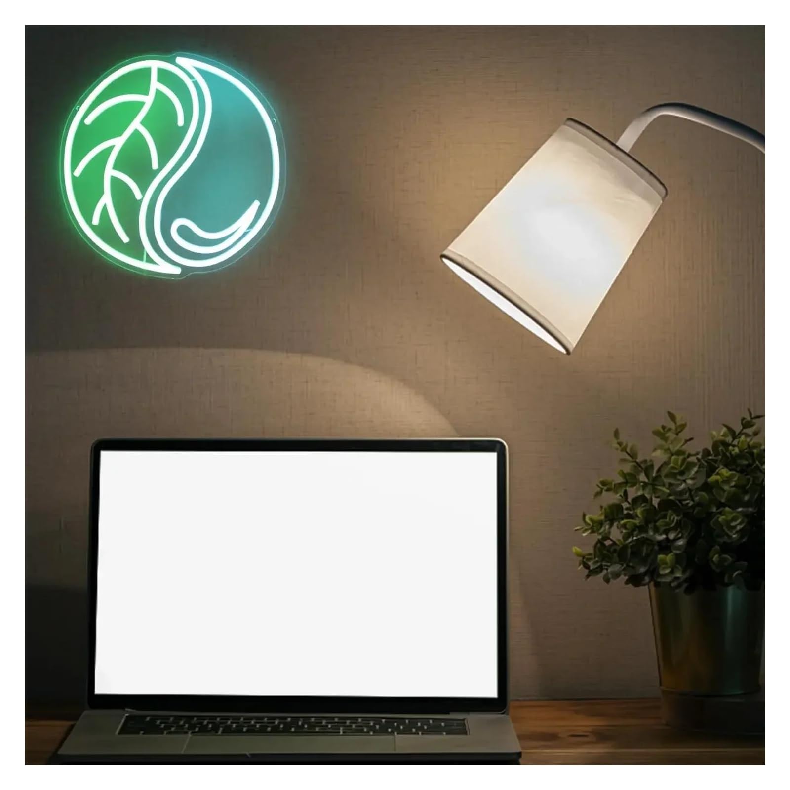 Luz de Diseño de Digital Letrero De Neón Yin Yang, Luz LED De Decoración De Tai Chi Para Pared Para Dormitorio, Lámpara Iluminada Para Oficina, Cueva De Hombre, 32cm×32cm
