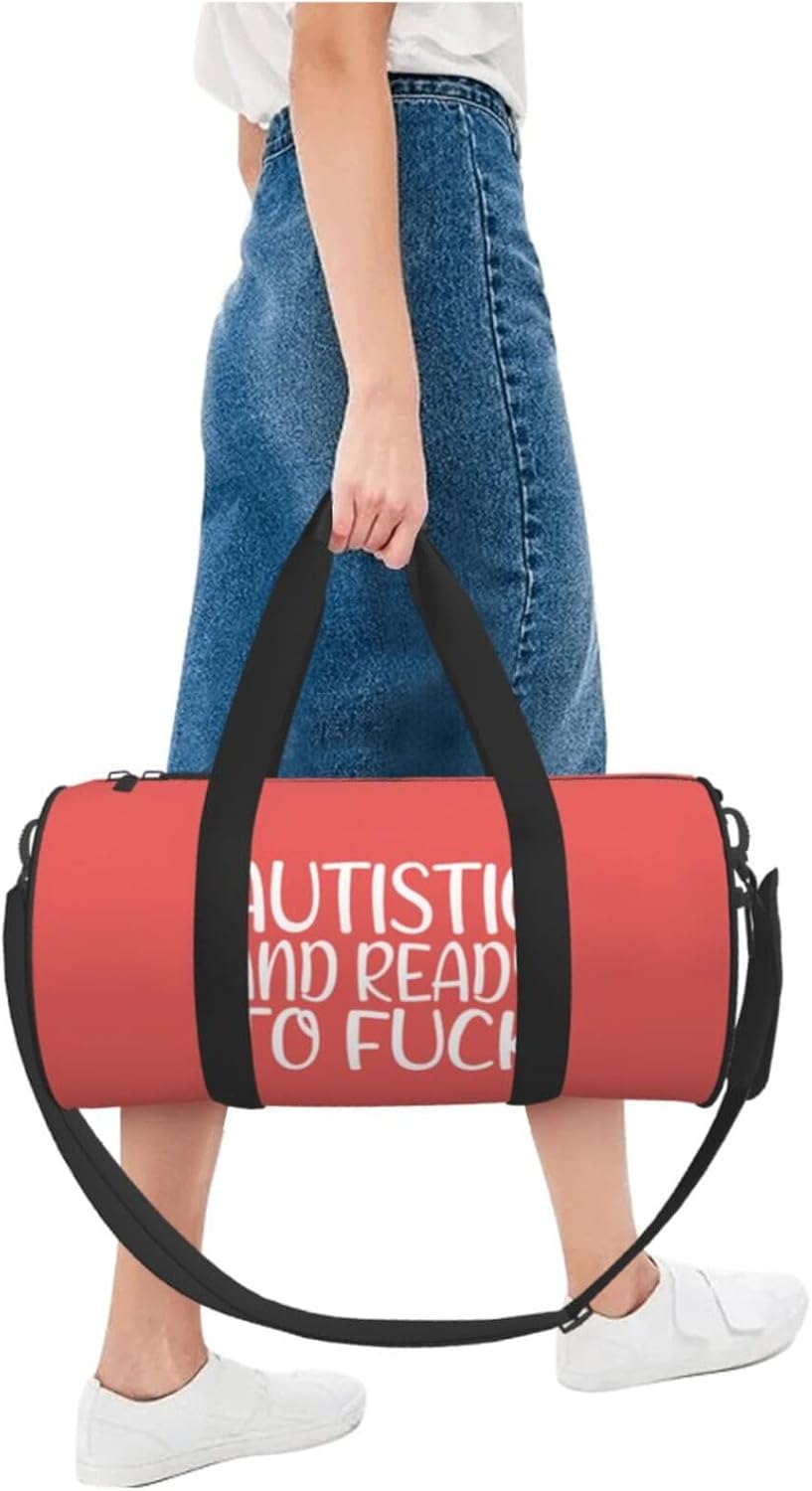 Autistic And Ready To F-Ck Duffel Bag Gym Bag Travel Sports Tote Large Foldable Beach Swim Yoga9