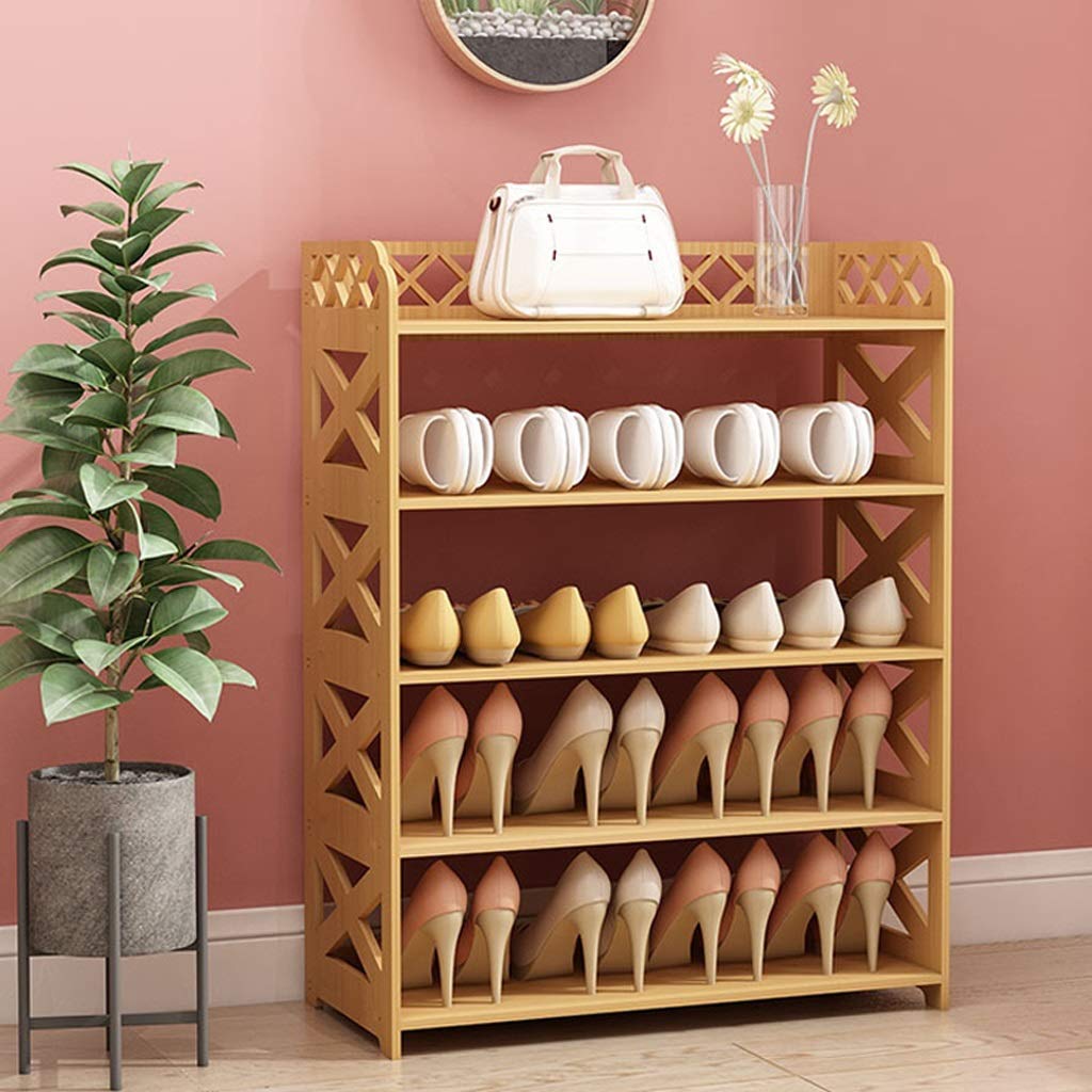 Scarpiere Scarpiera Facile da montare Scarpiera a 5 strati per uso domestico Scarpiera economica multifunzionale Risparmia spazio Alto 80 cm e volte; Larghezza 60 cm (colore naturale)