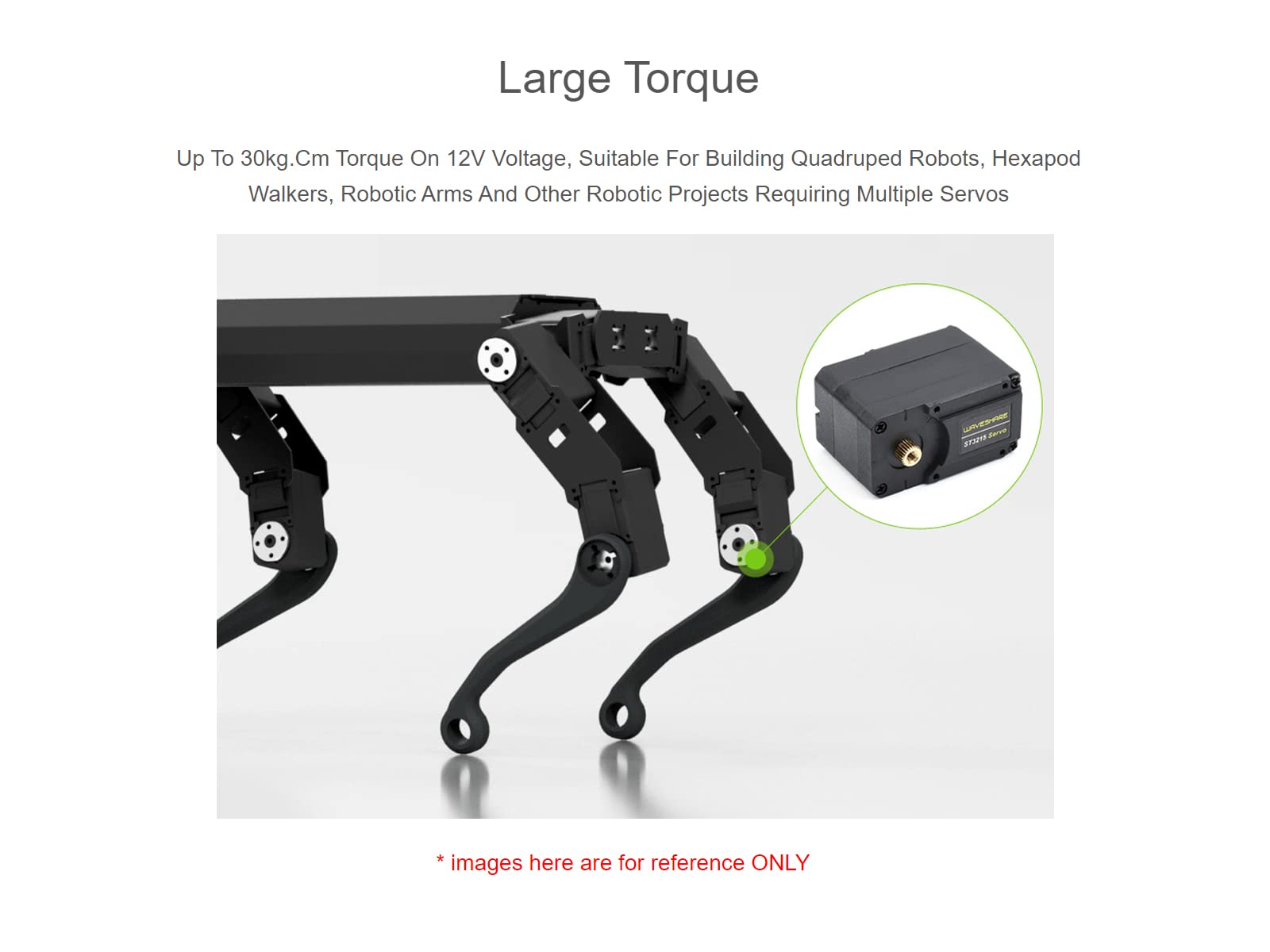 30KG Servo Bus Seriale Coppia Elevata ST3215 Servomotore Motoriduttore in Metallo con 360° Encoder Magnetico Programmabile ad alta Precisione, Feedback Bidirezionale, Servo/Motore Doppia Modalità