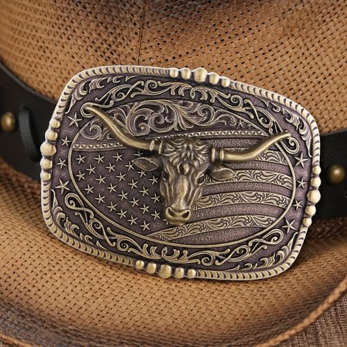 Image of Cowboy Belt Buckle for Men Longhorn Bull Belt Buckles Men Vintage Texas Buckle for Women Cowboy Cowgirl Belt Buckle