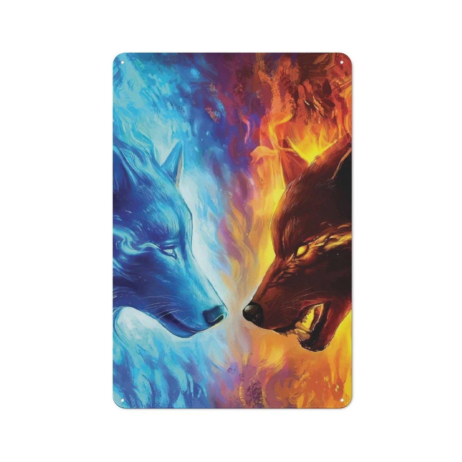 Vintage Metal Sign with Wolf Animals Design 30x20cm, Retro Room Wall Plaque for Home, Shop, Pub Or Studio Wall
