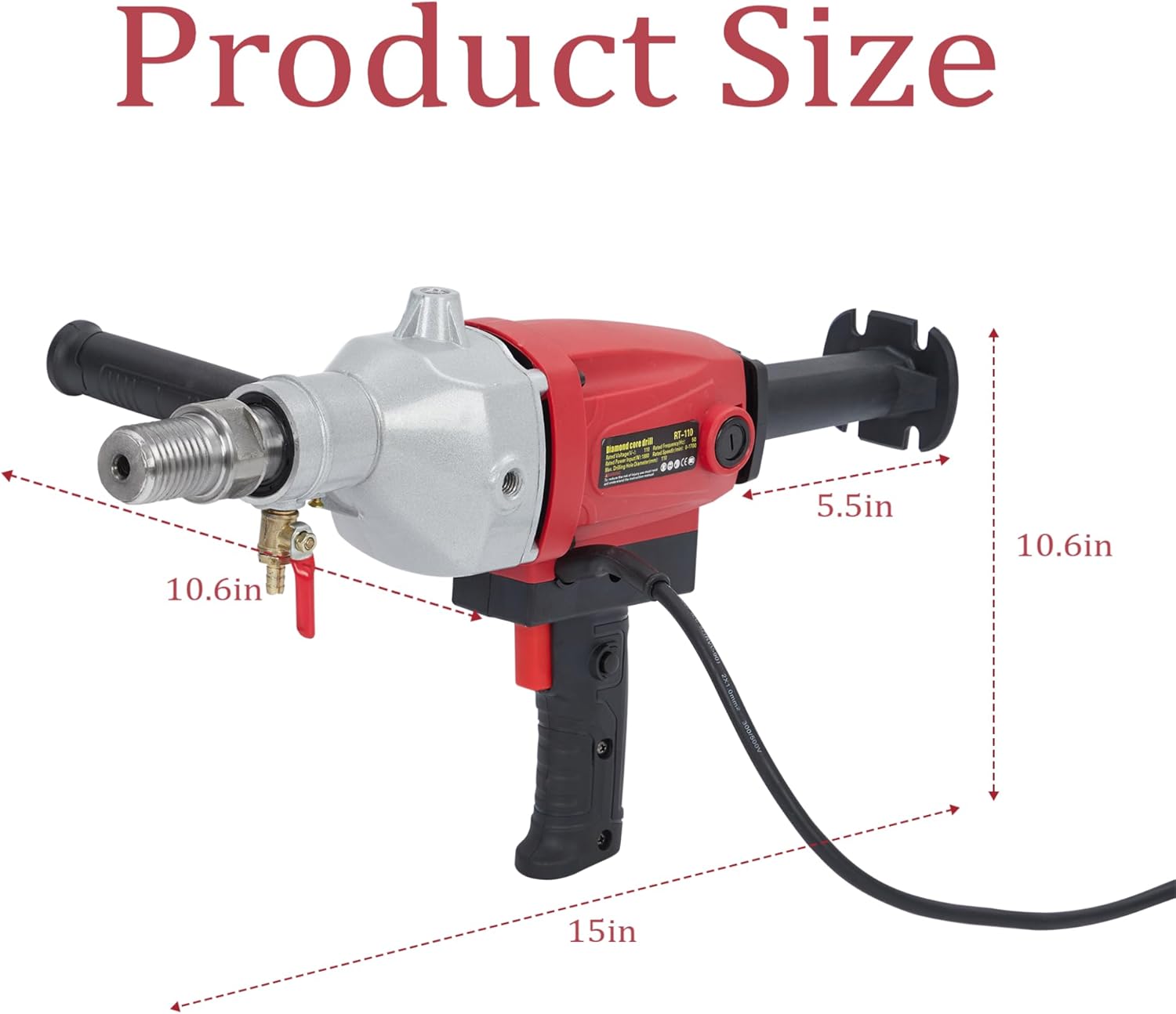 1500W Drilling Machine, Handheld Dry and Wet Core Drill Rig,1880RPM Stepless Speed 1-1/4"Threaded Shaft, 2 in Drilling Diameter for Concrete Brick Block Stone