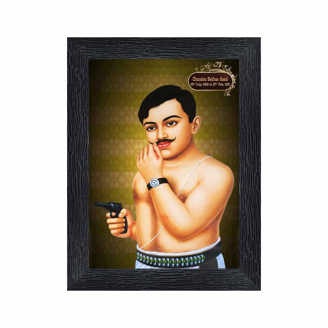 MoJoM Chandra Shekhar Azad Wood Photo Frames with Acrylic Sheet (Glass)(photoframe,Multicolour,6x8inch)-19731