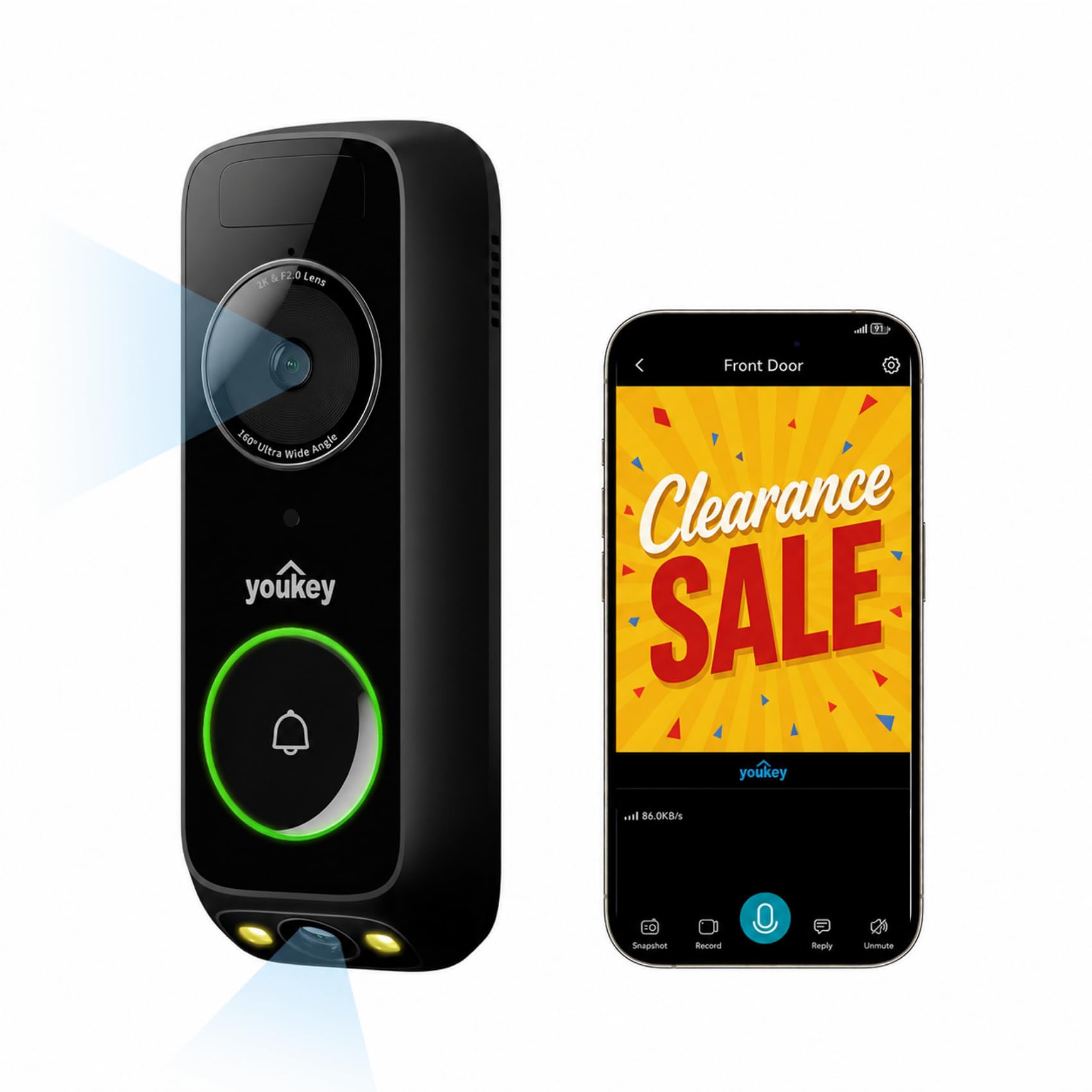 youkey 2K Doorbell Camera Wireless