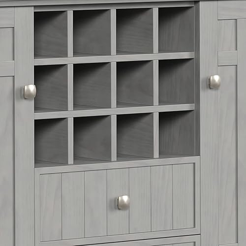 Miniatura 8 de SIMPLIHOME Bedford - Aparador de transición de madera maciza de 54 pulgadas de ancho para bufé y vino en color gris niebla, requiere montaje completo