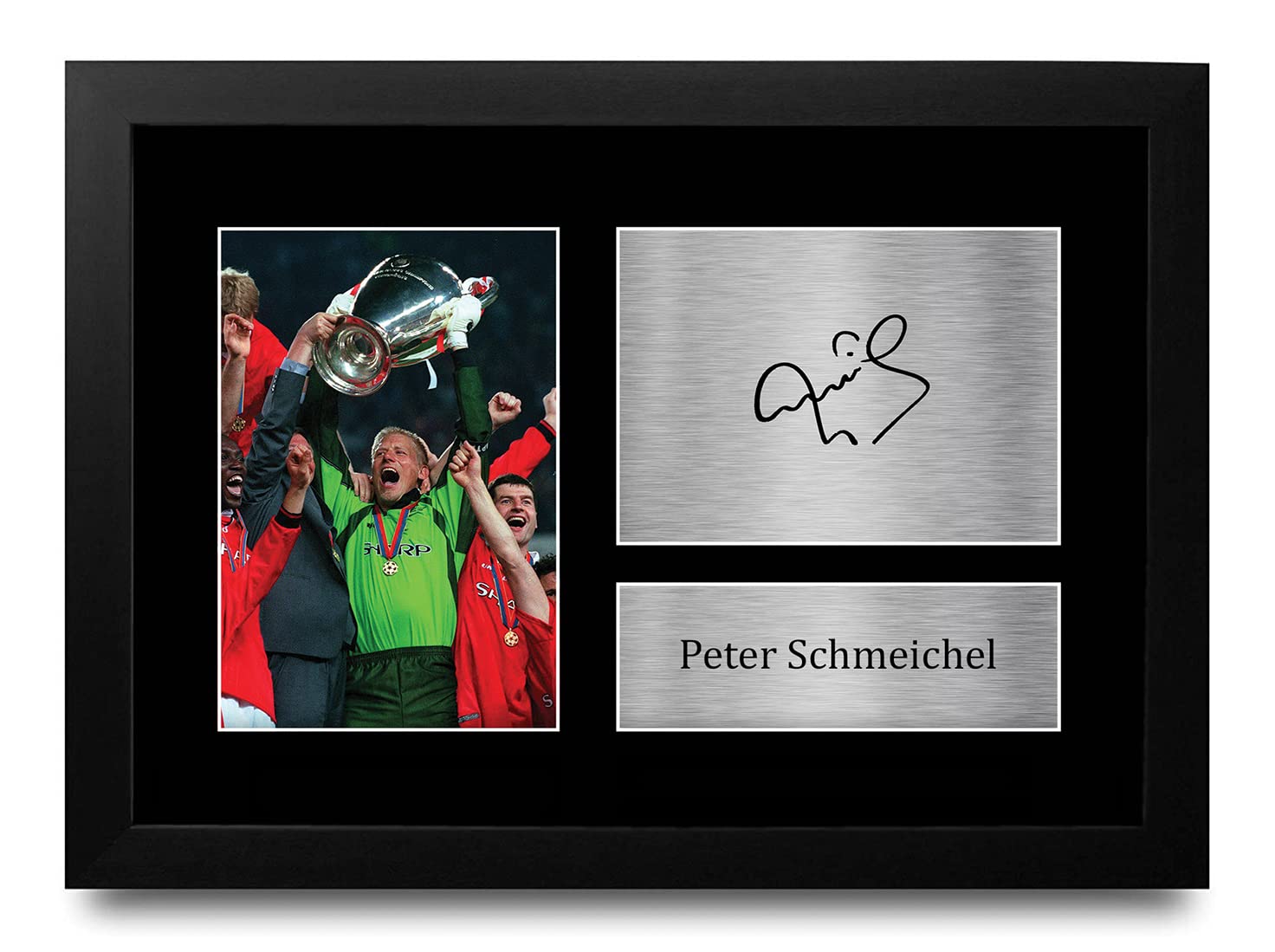 HWC Trading FRAMED Peter Schmeichel Gift Signed A4 Printed Autograph Gifts Photo Display, (Framed) Peter Schmeichel, 33L x 24W cm