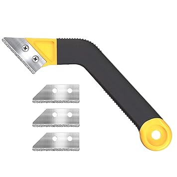 NEXT GEEK Tile Grout Scraping Tool Angled Grout Removal Tool for Tile Cleaning With 3 Pieces Extra Blades