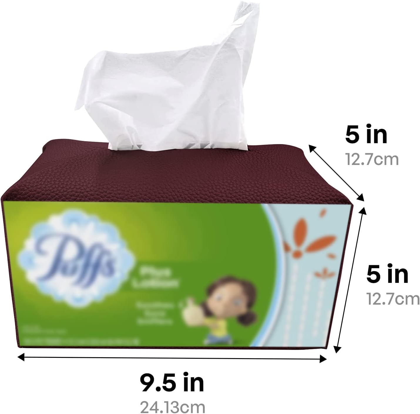 Carrotez Tissue Box Cover, [Refined] Modern PU Leather Rectangular Tissue Box Holder - Decorative Holder/Organizer for Bathroom Vanity Countertop, Night Stands, Office Desk 9.5"X5"X5" - Wine