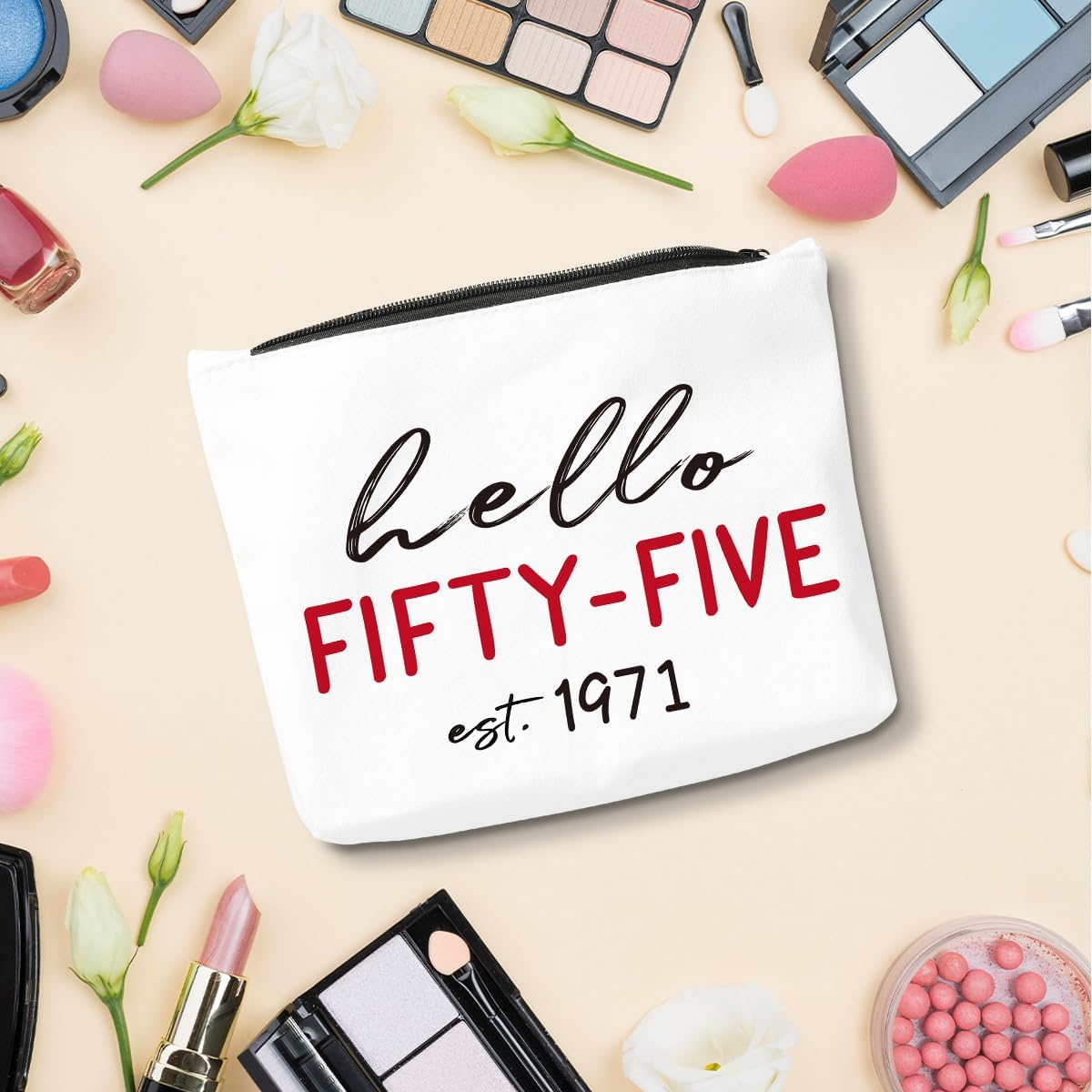 Funny 55th Birthday Gifts for Women 1971 Birthday Gift Makeup Bag, Happy Anniversary 55th Party Decorations for Women Cosmetic Bag, 55 Year Old Gifts Make Up Bags - Image 5