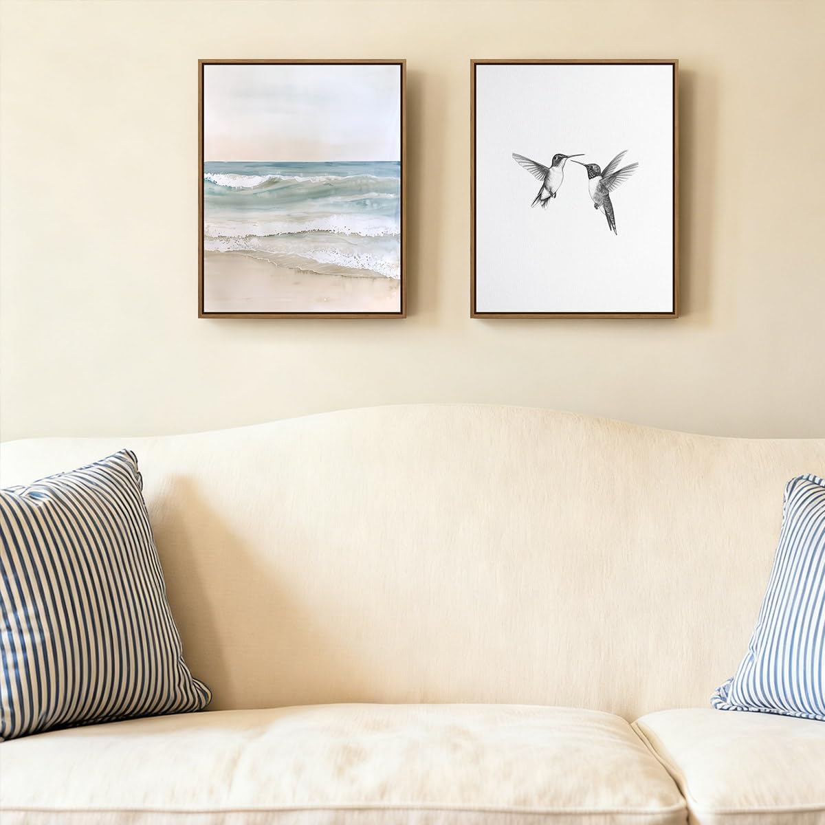 LHZSJWDCCR Coastal Beach Wall Art Prints Abstract Ocean Waves Picture Wall Decor Natural Landscape Painting Modern Framed Seascape Artwork for Living Room Bedroom Bathroom Home Office Décor, 8x10 Inch