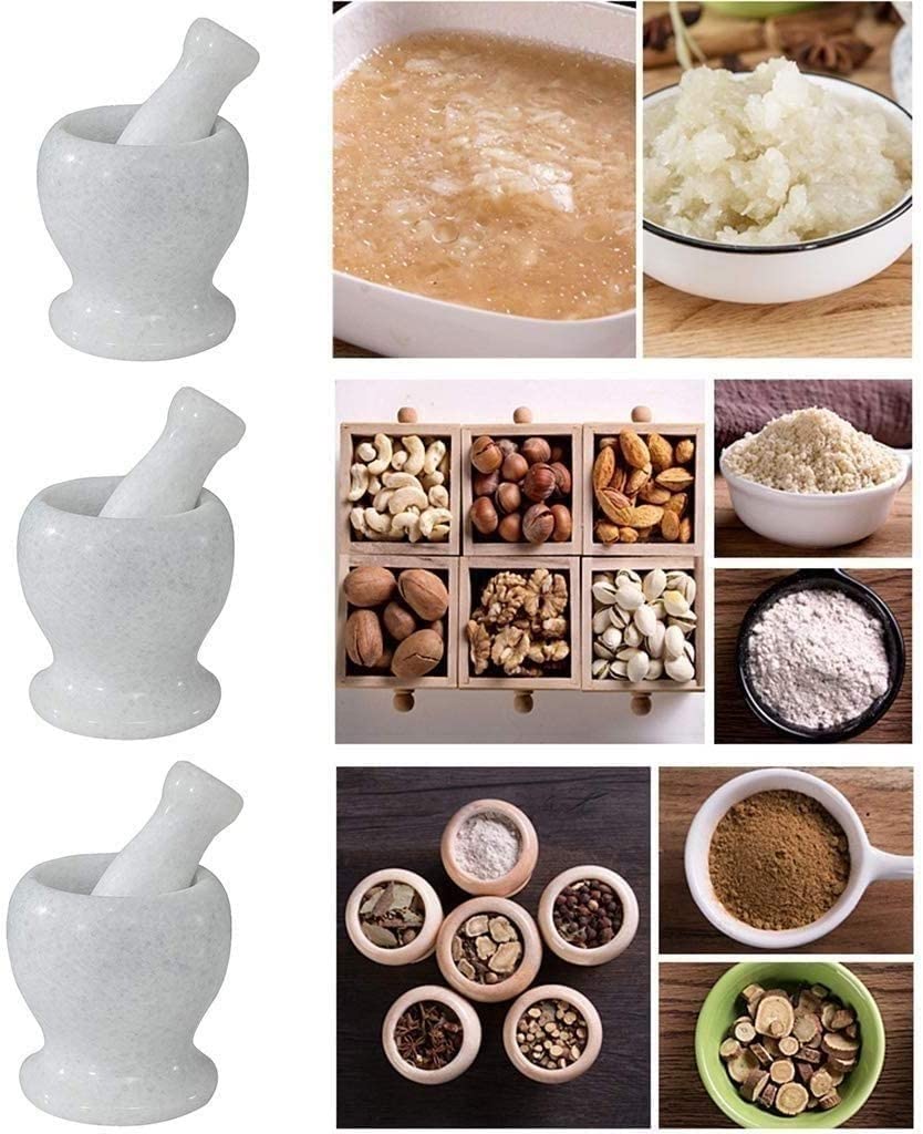BATLAM Mörser- und Stößel-Set, Porzellan-Stößel und Mörserschüssel, Küchenwerkzeug, geeignet für Tablettenbrecher, Gewürzmühle, Kräuterschale, Knoblauchpresse, Pfeffermühle