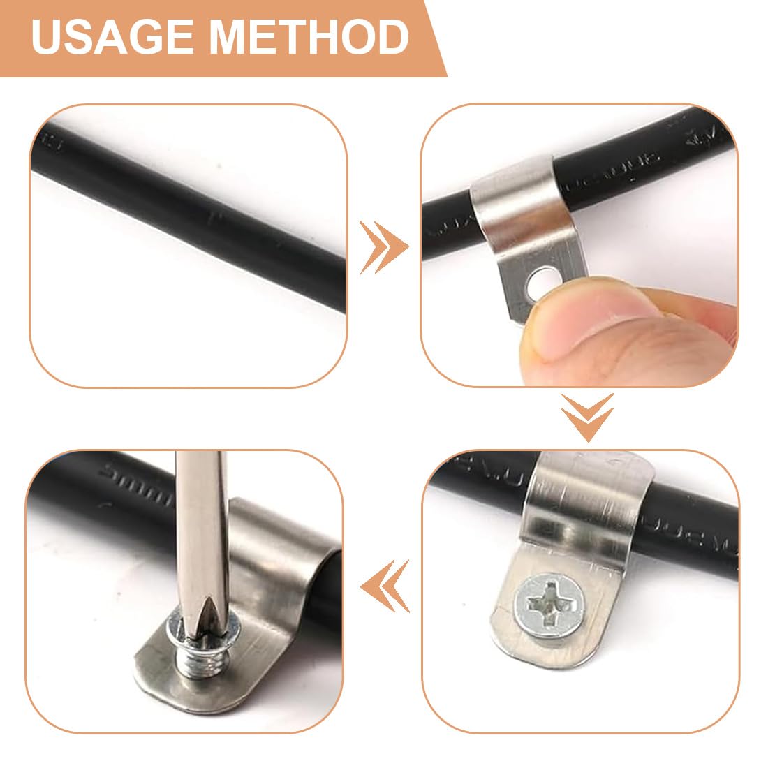 36 Pezzi Collari per Tubi 4mm Fermacavo Unico Foro in Acciaio Inox V2A Supporti a U Morsetti per Tubi Collari Heavy Duty Fissaggi per Cavi Ø 4-5mm Tubazioni per Acqua Tubi PVC Installazione