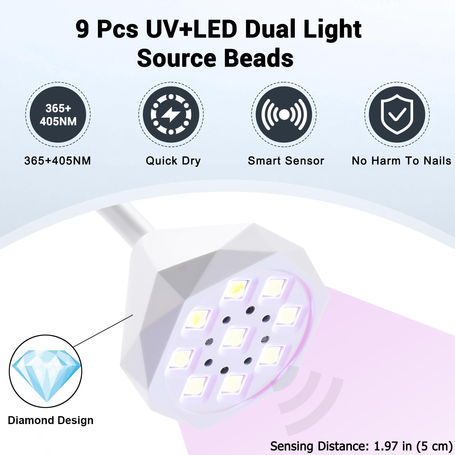 UV/LEDネイルランプ スマートセンサー タイマー付き 簡単 5本指硬化可能